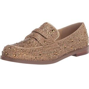 Betsey Johnson Champagne Gold Rhinestone Loafers